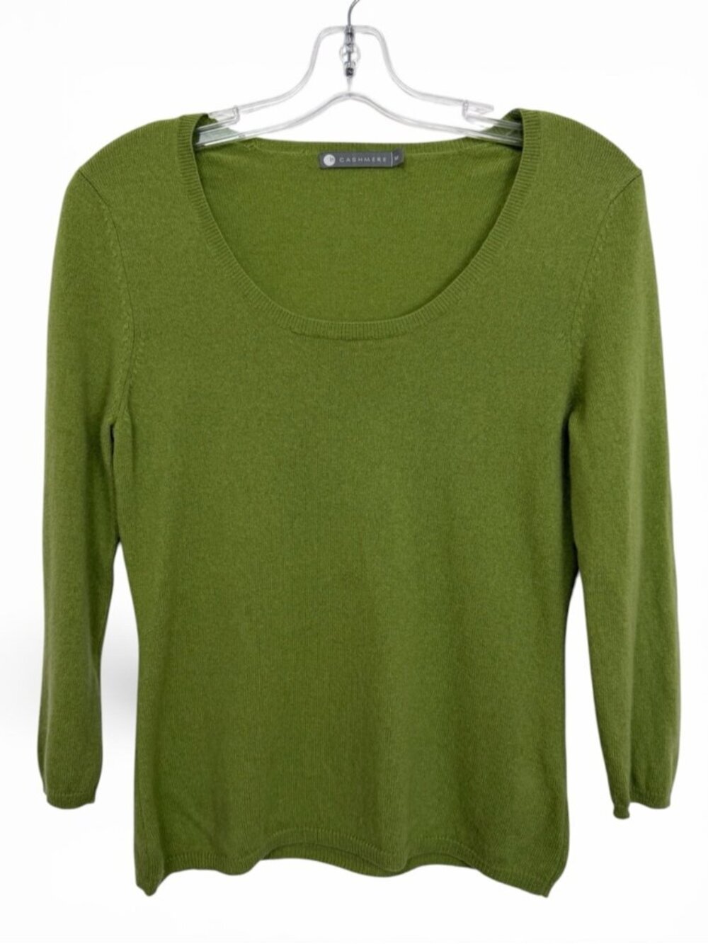 Cashmere Scoop Neck Sweater Top Size Medium Green Chartreuse - Picture 1 of 6